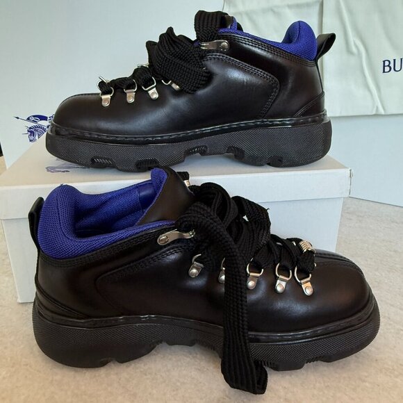 BURBERRY Men's "Trek" Black Leather Hiking Walking Boots Black, many sizes - Picture 5 of 14